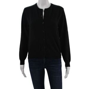 Set Unisex Cardigan Black Crew Neck Button Long Sleeve Size XS